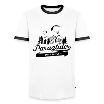 Parapente Parapente Glider Para Vol - T-shirt contrasté Homme - blanc/noir - Devant - AI Model Female 172 light (172cm) & AI Model Male 178 dark (178cm)