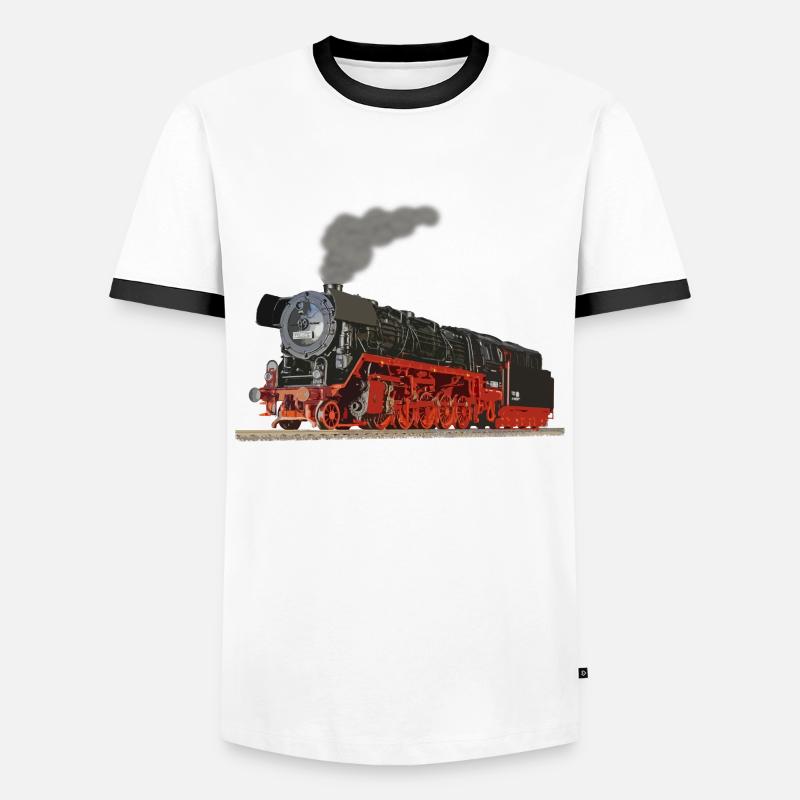 Dampflok Lokomotive Eisenbahn Geschenkidee - Männer Kontrast-T-Shirt - Weiß/Schwarz