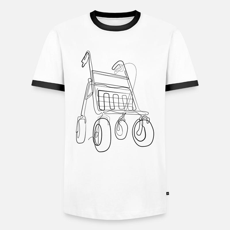 Rollator - one line drawing - Men's Ringer Shirt - white/black