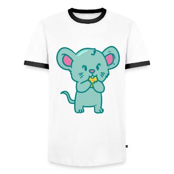 Nagetiere Maus Mäuse - Männer Kontrast-T-Shirt - Weiß/Schwarz - Vorne - AI Model Female 172 light (172cm) & AI Model Male 178 dark (178cm)
