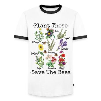 Sauvez la chemise d'abeilles Plantez ces sauvez les abeilles - T-shirt contrasté Homme - blanc/noir - Devant - AI Model Female 172 light (172cm) & AI Model Male 178 dark (178cm)
