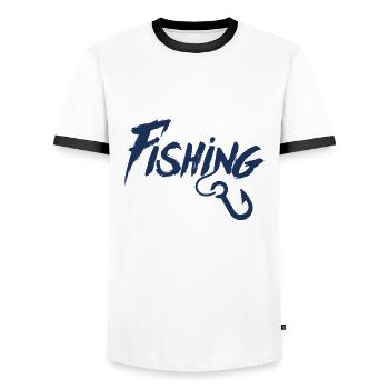 Fishing Fishermen Fishing Deep Sea Fishing Angler - Men's Ringer Shirt - white/black - Front - AI Model Female 172 light (172cm) & AI Model Male 178 dark (178cm)