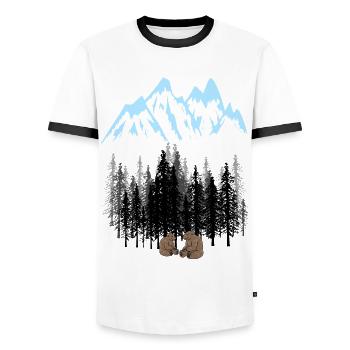Mountain Gebirge Natur Berge Wildnis Bären - Männer Kontrast-T-Shirt - Weiß/Schwarz - Vorne - AI Model Female 172 light (172cm) & AI Model Male 178 dark (178cm)