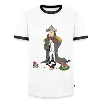Funny Napoleon Bonaparte cartoon cartoon - Men's Ringer Shirt - white/black - Front - AI Model Female 172 light (172cm) & AI Model Male 178 dark (178cm)
