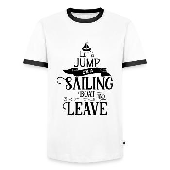 Voilier voilier voile navigant école de voile voile - T-shirt contrasté Homme - blanc/noir - Devant - AI Model Female 172 light (172cm) & AI Model Male 178 dark (178cm)
