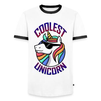 Coolest Unicorn Einhorn - Männer Kontrast-T-Shirt - Weiß/Schwarz - Vorne - AI Model Female 172 light (172cm) & AI Model Male 178 dark (178cm)