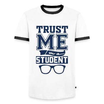 Student Student Student Student - Men's Ringer Shirt - white/black - Front - AI Model Female 172 light (172cm) & AI Model Male 178 dark (178cm)