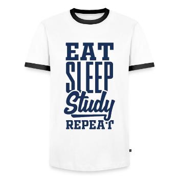 Etudier - T-shirt contrasté Homme - blanc/noir - Devant - AI Model Female 172 light (172cm) & AI Model Male 178 dark (178cm)