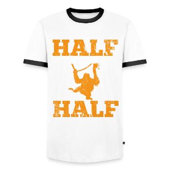 Orangutan Animal Welfare - Men's Ringer Shirt - white/black - Front - AI Model Female 172 light (172cm) & AI Model Male 178 dark (178cm)