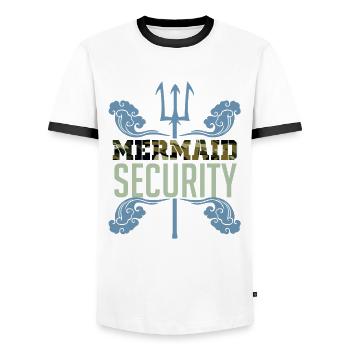 Sirène Protecteur Sécurité - T-shirt contrasté Homme - blanc/noir - Devant - AI Model Female 172 light (172cm) & AI Model Male 178 dark (178cm)