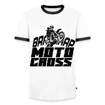 Motocrosser Rider Moto Cross Motocross Motorcycle - Men's Ringer Shirt - white/black - Front - AI Model Female 172 light (172cm) & AI Model Male 178 dark (178cm)