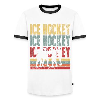 Eishockey - Männer Kontrast-T-Shirt - Weiß/Schwarz - Vorne - AI Model Female 172 light (172cm) & AI Model Male 178 dark (178cm)
