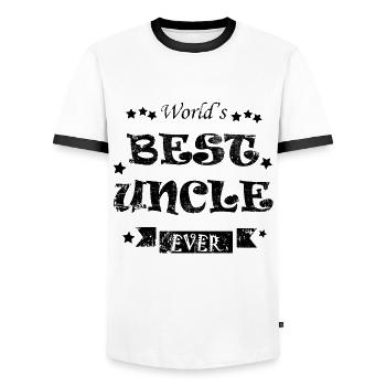 Onkel - Männer Kontrast-T-Shirt - Weiß/Schwarz - Vorne - AI Model Female 172 light (172cm) & AI Model Male 178 dark (178cm)