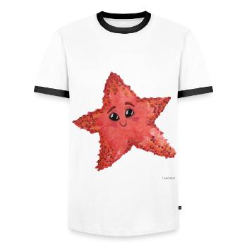 Starfish animal sweet gift children sea water - Men's Ringer Shirt - white/black - Front - AI Model Female 172 light (172cm) & AI Model Male 178 dark (178cm)