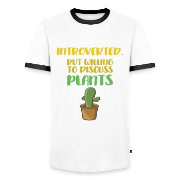 Introverted talking about plants - Men's Ringer Shirt - white/black - Front - AI Model Female 172 light (172cm) & AI Model Male 178 dark (178cm)
