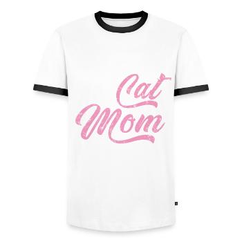Katzen Mama - Männer Kontrast-T-Shirt - Weiß/Schwarz - Vorne - AI Model Female 172 light (172cm) & AI Model Male 178 dark (178cm)