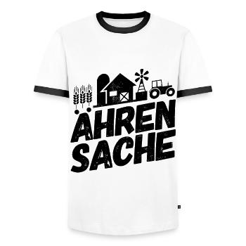 Landwirt Bauer Landwirtschaft Sprüche Ähre - Männer Kontrast-T-Shirt - Weiß/Schwarz - Vorne - AI Model Female 172 light (172cm) & AI Model Male 178 dark (178cm)