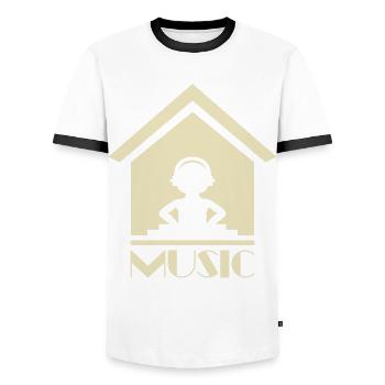 House Music DJ Festival - Men's Ringer Shirt - white/black - Front - AI Model Female 172 light (172cm) & AI Model Male 178 dark (178cm)
