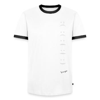 EDM Hardstyle DNB Festival 175+ BPM - Men's Ringer Shirt - white/black - Front - AI Model Female 172 light (172cm) & AI Model Male 178 dark (178cm)