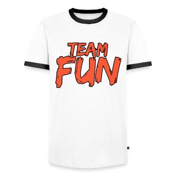 Team Fun - Männer Kontrast-T-Shirt - Weiß/Schwarz - Vorne - AI Model Female 172 light (172cm) & AI Model Male 178 dark (178cm)