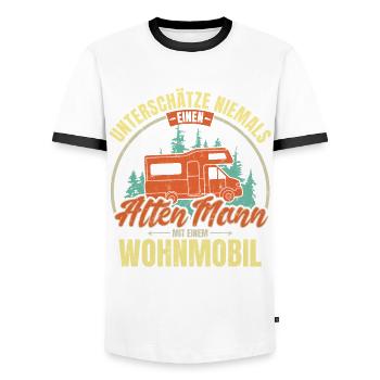 Alter Mann Wohnmobil lustiger Spruch Geschenk - Männer Kontrast-T-Shirt - Weiß/Schwarz - Vorne - AI Model Female 172 light (172cm) & AI Model Male 178 dark (178cm)