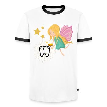 Dent fée dent fée wobble dent dents d'enfants magiques - T-shirt contrasté Homme - blanc/noir - Devant - AI Model Female 172 light (172cm) & AI Model Male 178 dark (178cm)