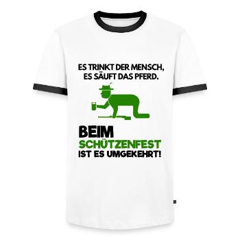 Saufen Schützenfest Schützenverein Trinken Spruch - Männer Kontrast-T-Shirt - Weiß/Schwarz - Vorne - AI Model Female 172 light (172cm) & AI Model Male 178 dark (178cm)