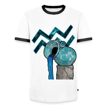 Aquarius Zodiac Sign Aquarius Gift T-Shirt - Men's Ringer Shirt - white/black - Front - AI Model Female 172 light (172cm) & AI Model Male 178 dark (178cm)
