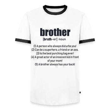 Frère - T-shirt contrasté Homme - blanc/noir - Devant - AI Model Female 172 light (172cm) & AI Model Male 178 dark (178cm)