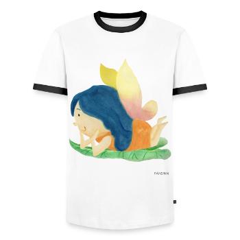 Cadeau de fleur fée elfe jardin conte de fées fille - T-shirt contrasté Homme - blanc/noir - Devant - AI Model Female 172 light (172cm) & AI Model Male 178 dark (178cm)