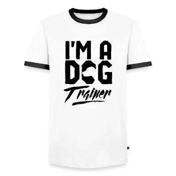 Hundetrainer Hundeschule - Männer Kontrast-T-Shirt - Weiß/Schwarz - Vorne - AI Model Female 172 light (172cm) & AI Model Male 178 dark (178cm)
