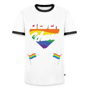 Gay funny saying gift - Men's Ringer Shirt - white/black - Front - AI Model Female 172 light (172cm) & AI Model Male 178 dark (178cm)
