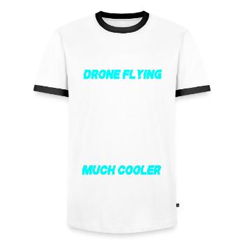 Papa Drone Flying Cool Father Gift - Men's Ringer Shirt - white/black - Front - AI Model Female 172 light (172cm) & AI Model Male 178 dark (178cm)