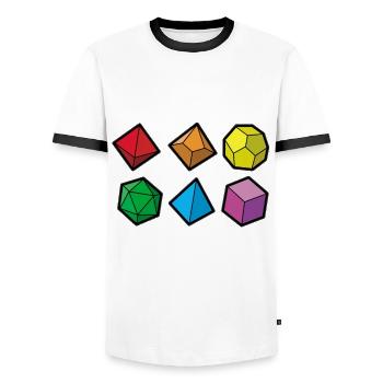 CHOOSE YOUR WEAPON Fantasy RPG Cube Tabletop - T-shirt contrasté Homme - blanc/noir - Devant - AI Model Female 172 light (172cm) & AI Model Male 178 dark (178cm)