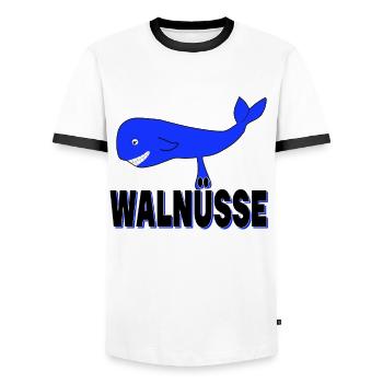 Walnuts - Funny Testicles Nuts Walnut Eggs - Men's Ringer Shirt - white/black - Front - AI Model Female 172 light (172cm) & AI Model Male 178 dark (178cm)