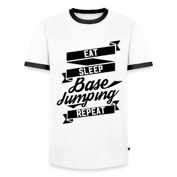 Basejumping Basejumper Parachute Base Jump Saut - T-shirt contrasté Homme - blanc/noir - Devant - AI Model Female 172 light (172cm) & AI Model Male 178 dark (178cm)
