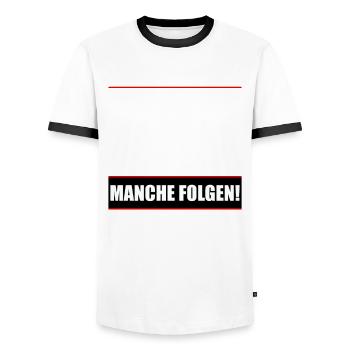 Manche führen manche folgen - Männer Kontrast-T-Shirt - Weiß/Schwarz - Vorne - AI Model Female 172 light (172cm) & AI Model Male 178 dark (178cm)