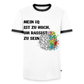 Gegen Nazis, Gegen Rechts Politik Shirt - Männer Kontrast-T-Shirt - Weiß/Schwarz - Vorne - AI Model Female 172 light (172cm) & AI Model Male 178 dark (178cm)