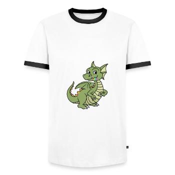 Mein Drache hat dein Einhorn gefressen Lustig - Männer Kontrast-T-Shirt - Weiß/Schwarz - Vorne - AI Model Female 172 light (172cm) & AI Model Male 178 dark (178cm)