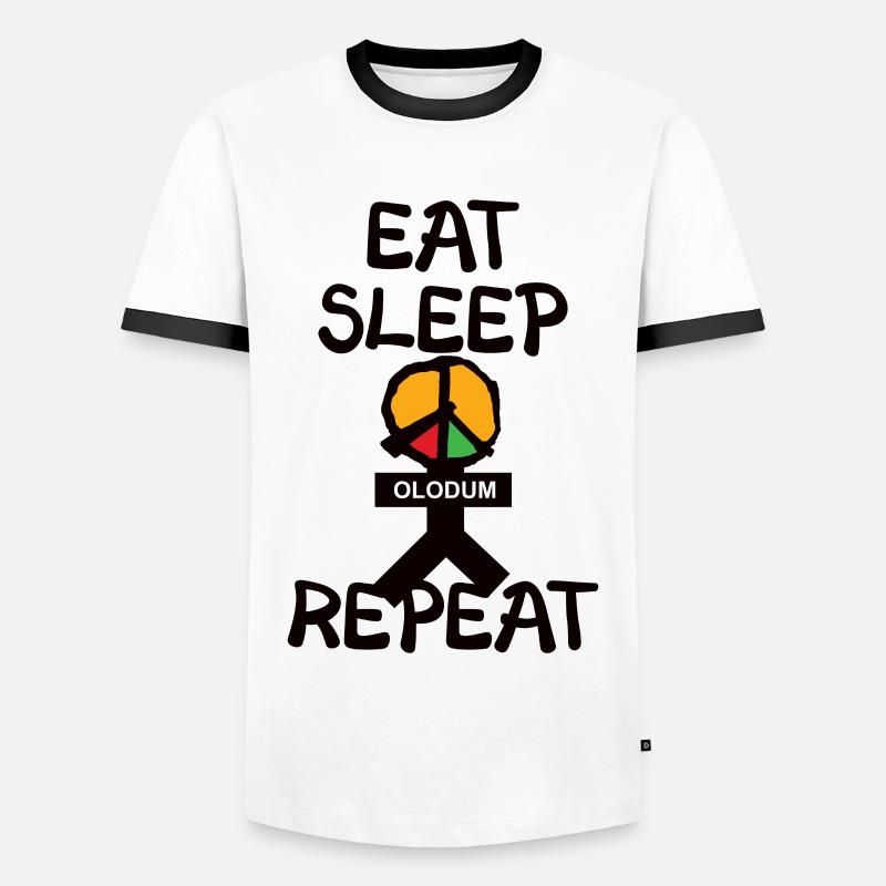 eat sleep olodum repeat - Männer Kontrast-T-Shirt - Weiß/Schwarz