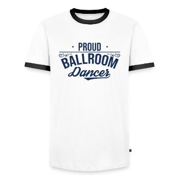 Ballroom Dancing Ballroom Dancing - Men's Ringer Shirt - white/black - Front - AI Model Female 172 light (172cm) & AI Model Male 178 dark (178cm)