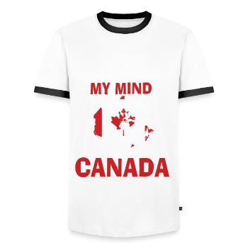 Canada USA - T-shirt contrasté Homme - blanc/noir - Devant - AI Model Female 172 light (172cm) & AI Model Male 178 dark (178cm)