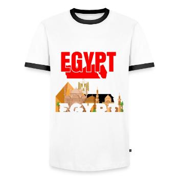 Egypt - Men's Ringer Shirt - white/black - Front - AI Model Female 172 light (172cm) & AI Model Male 178 dark (178cm)
