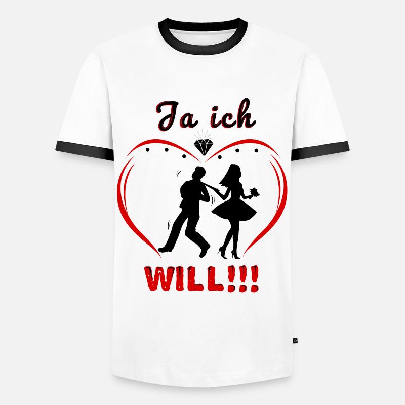 Ja Ich Will - Männer Kontrast-T-Shirt - Weiß/Schwarz