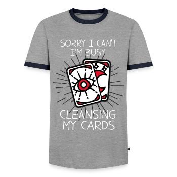 Tarot cartes Devins Cartes Poser - T-shirt contrasté Homme - gris/marine  - Devant - AI Model Female 172 light (172cm) & AI Model Male 178 light (178cm)