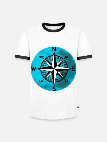 Kompass planeter Vindros Resa Nautisk expedition - Kontrast-T-shirt herr - vit/svart