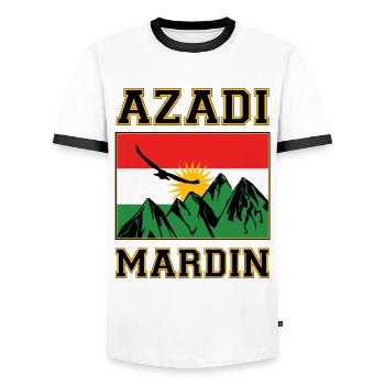 Kurdistan Mardin. Kurdish Flag. Azadi Merdin - T-shirt contrasté Homme - blanc/noir - Devant - AI Model Female 172 light (172cm) & AI Model Male 178 dark (178cm)
