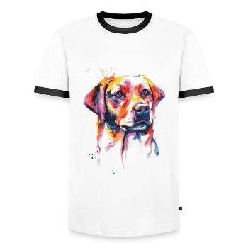 Labrador race de chiens - T-shirt contrasté Homme - blanc/noir - Devant - AI Model Female 172 light (172cm) & AI Model Male 178 dark (178cm)