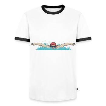 Swimming instructor swimming coach gift swimmer - Men's Ringer Shirt - white/black - Front - AI Model Female 172 light (172cm) & AI Model Male 178 dark (178cm)