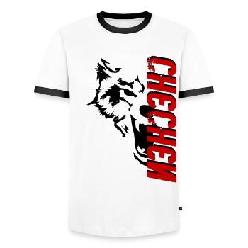 Loup tchétchène tchétchène borz - T-shirt contrasté Homme - blanc/noir - Devant - AI Model Female 172 light (172cm) & AI Model Male 178 dark (178cm)